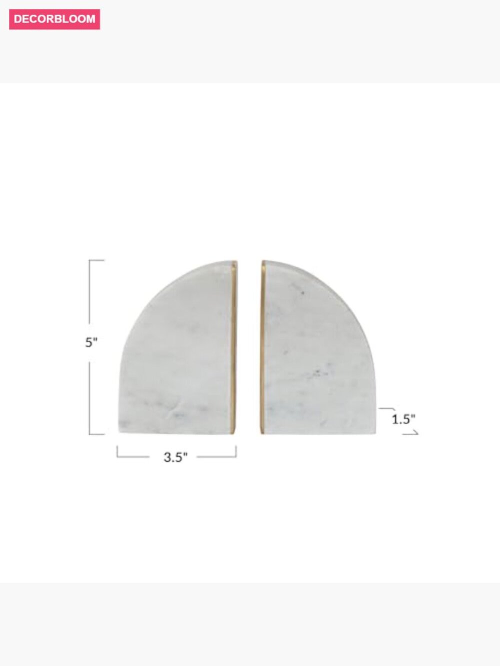 2-Piece Marble Bookends with Brass Inlay - Home Decor - Picture 3 of 7